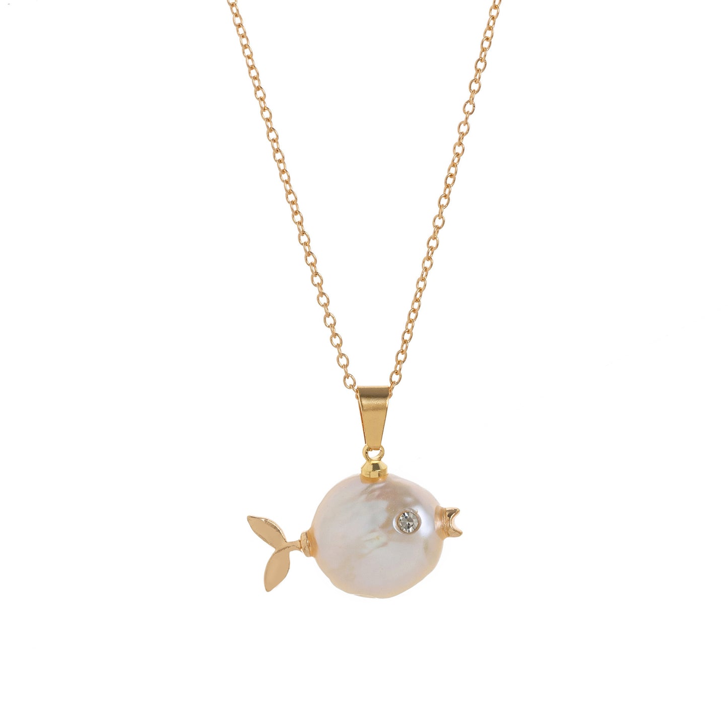 Sweet Heart Star Pearl Pendant Necklace Brass Plated