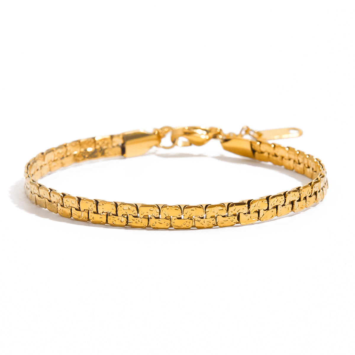 Pulsera Geométrica de Acero Inoxidable con Chapado en Oro Arenado para Mujer con Estilo Minimalista de Lujo