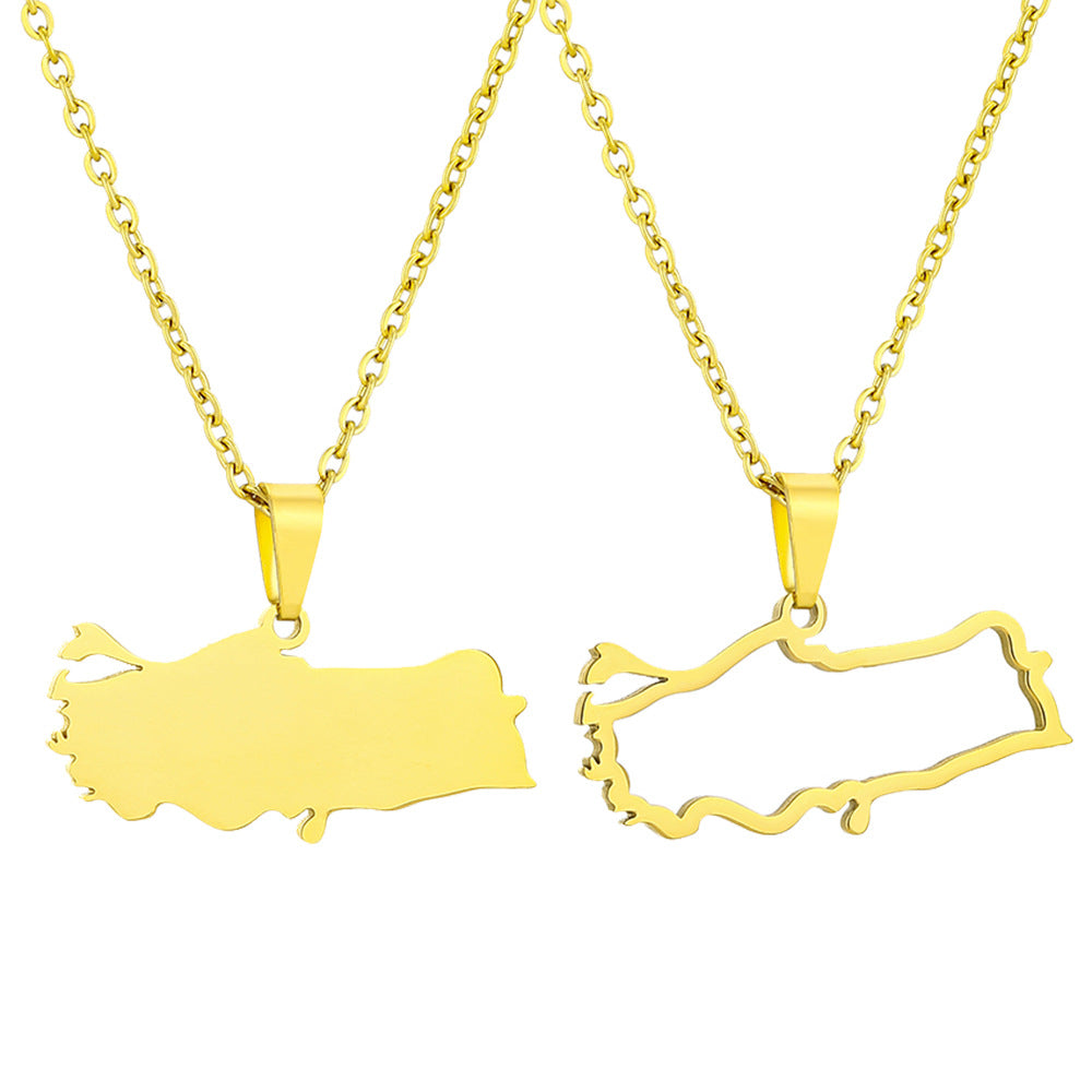 Elegante collana a pendente geometrico in acciaio inossidabile da donna con finitura placcata e catena a maglie forzate
