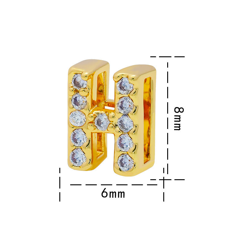 Collana con Ciondolo a Lettera Minimalista da Donna in Acciaio al Titanio con Placcatura in Oro 18K e Strass su Catena O-Ring