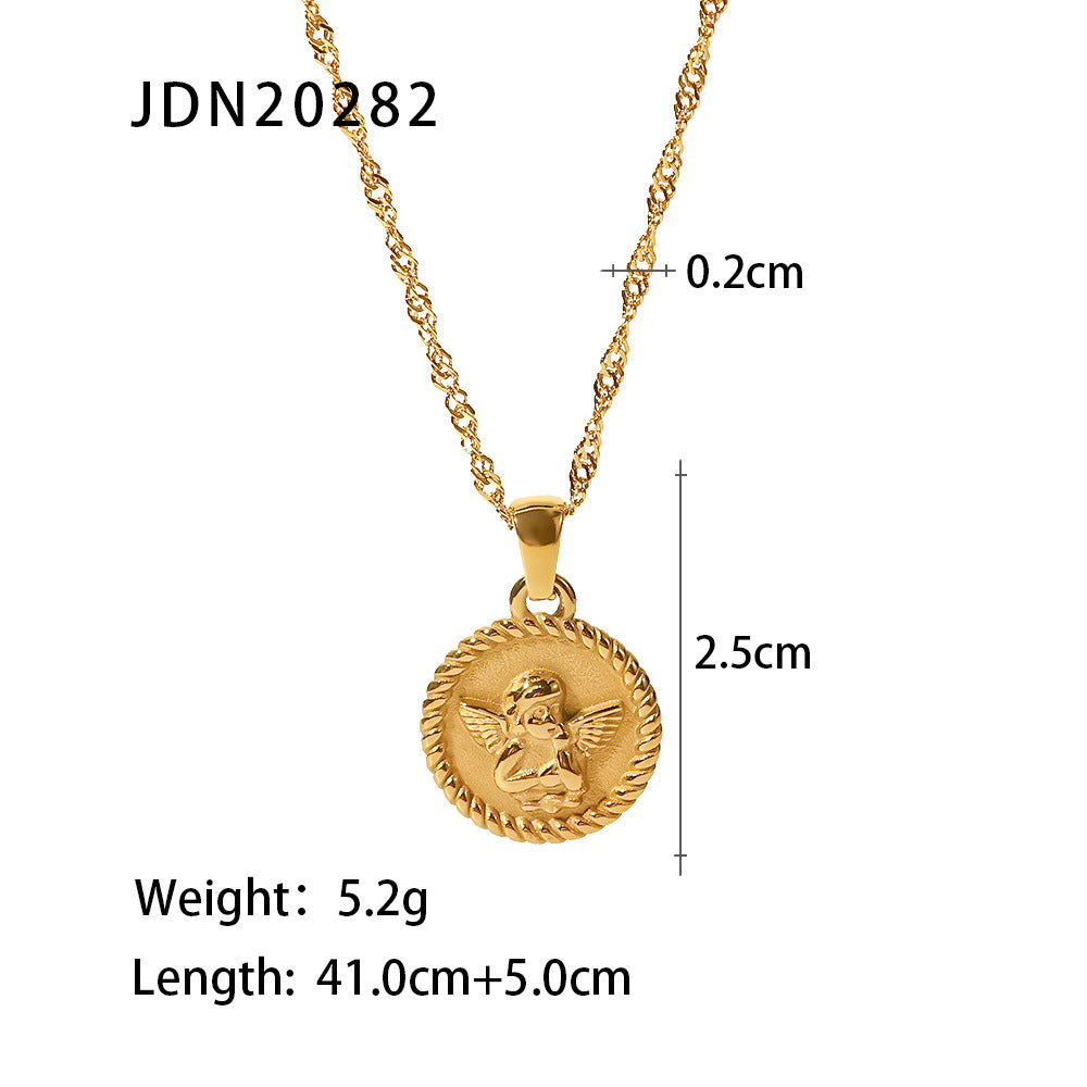 Minimalist Geometric Titanium Steel Pendant Stainless Steel Multi-layer Cable Chain Necklace for Women