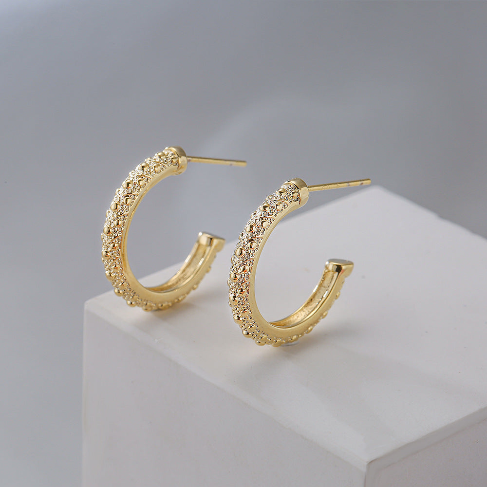 Orecchini da donna geometrici minimalisti in rame con placcatura in oro 18 carati