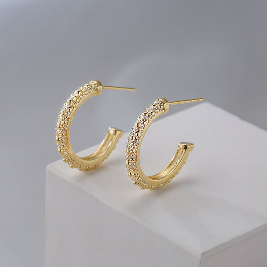Pendientes geométricos minimalistas de cobre con baño de oro de 18 quilates para mujer