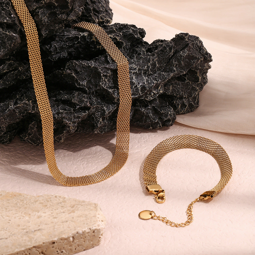 Set di collane girocollo da donna minimaliste geometriche in acciaio inossidabile placcate oro 18K