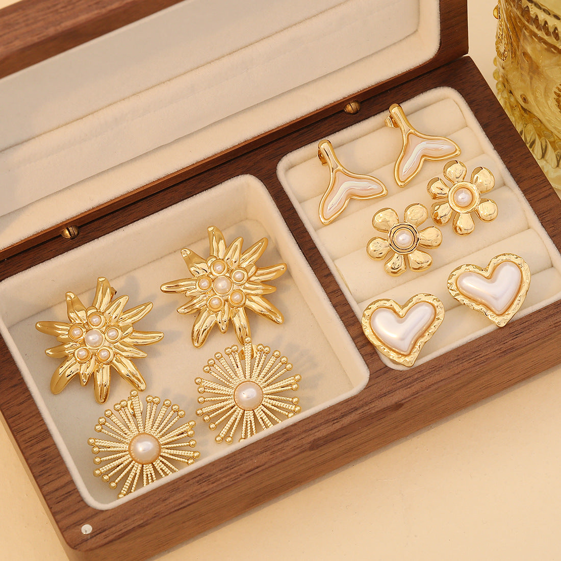 Fashionable Heart-Shaped Stainless Steel Stud Earrings with Plated Finish for Women