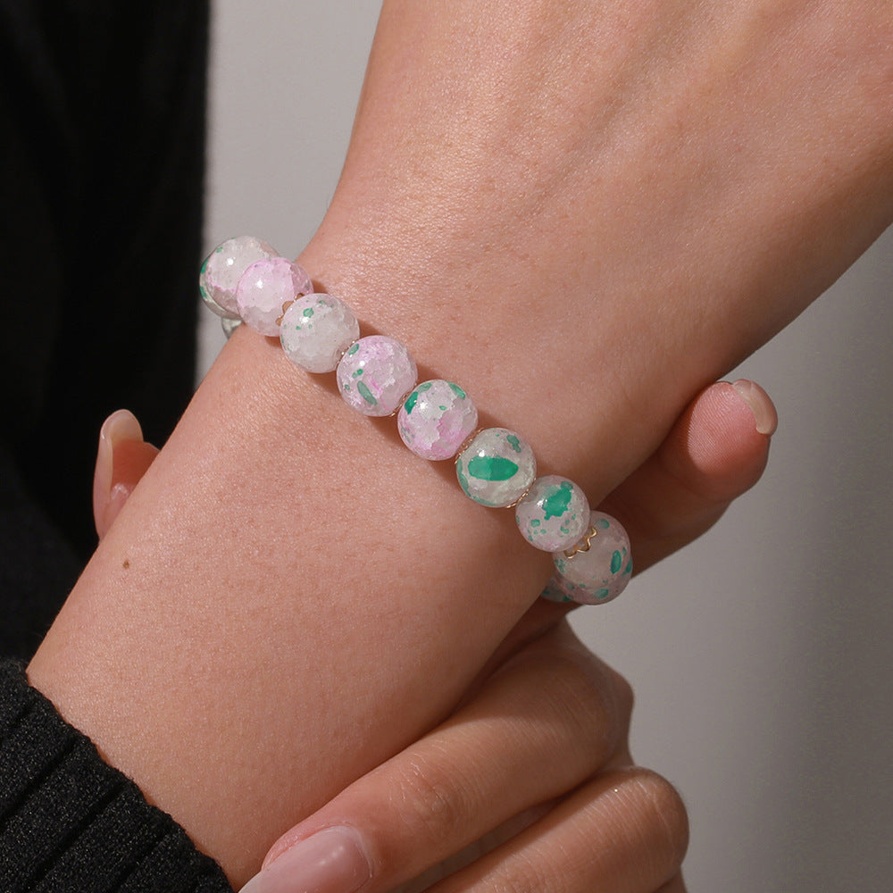 Minimalist Handmade Geometric Round Resin Beaded Bracelet