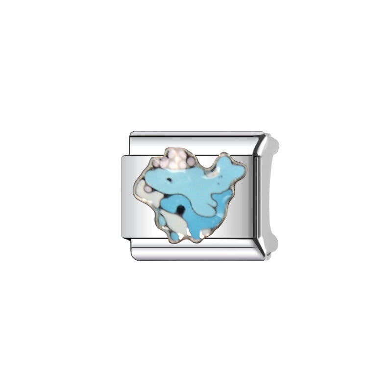 Sweet Cartoon Plated Stainless Steel DIY Charm Bar Bracelet Unisex