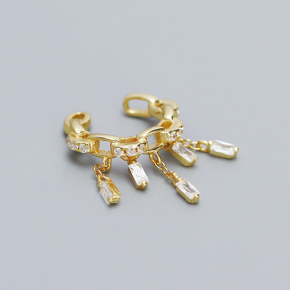 Orecchini a Clip in Argento Sterling S925, Geometrici, Dolci e Audaci, con Nappa, da Donna
