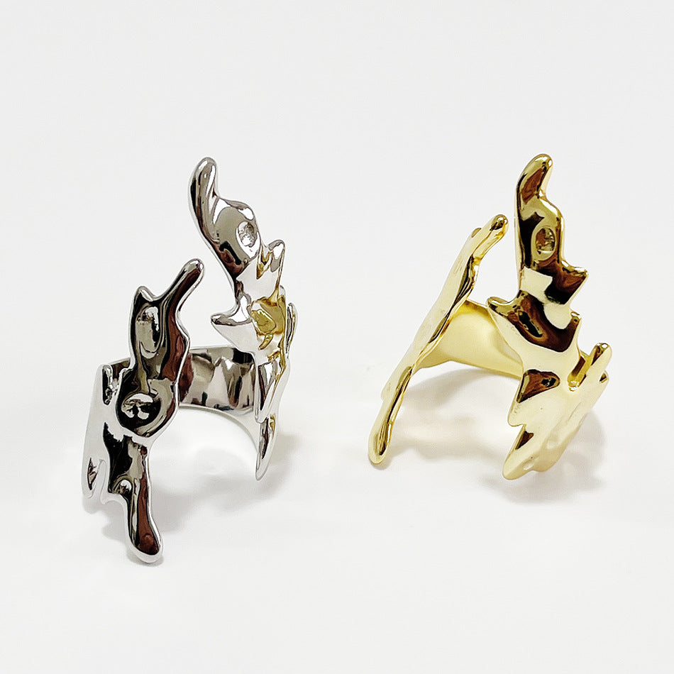 Minimalist 925 Sterling Silver Flame Letter Ring for Women