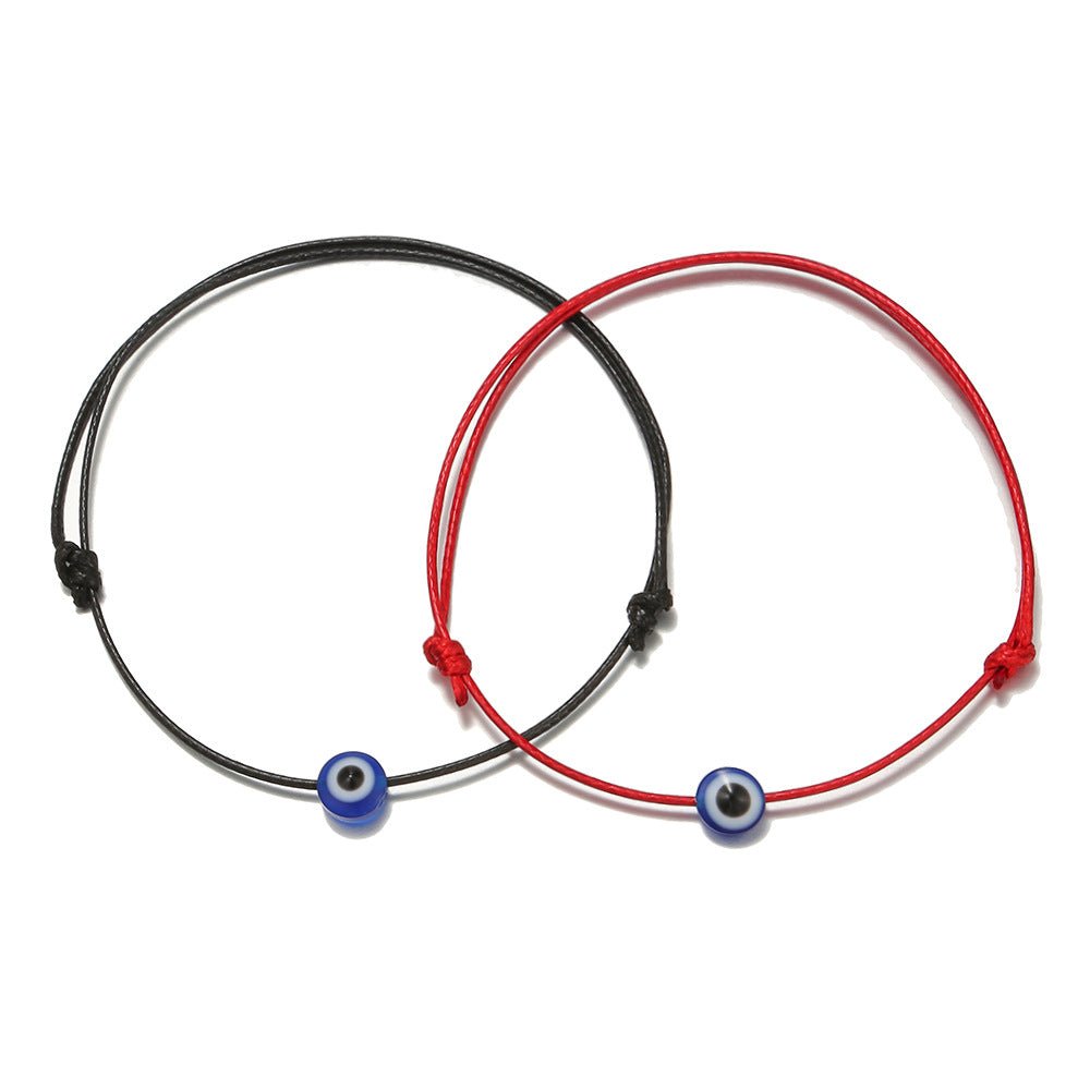 Vintage Bohemian Handmade Braided Cotton Evil Eye Bracelet Set Ethnic Unisex