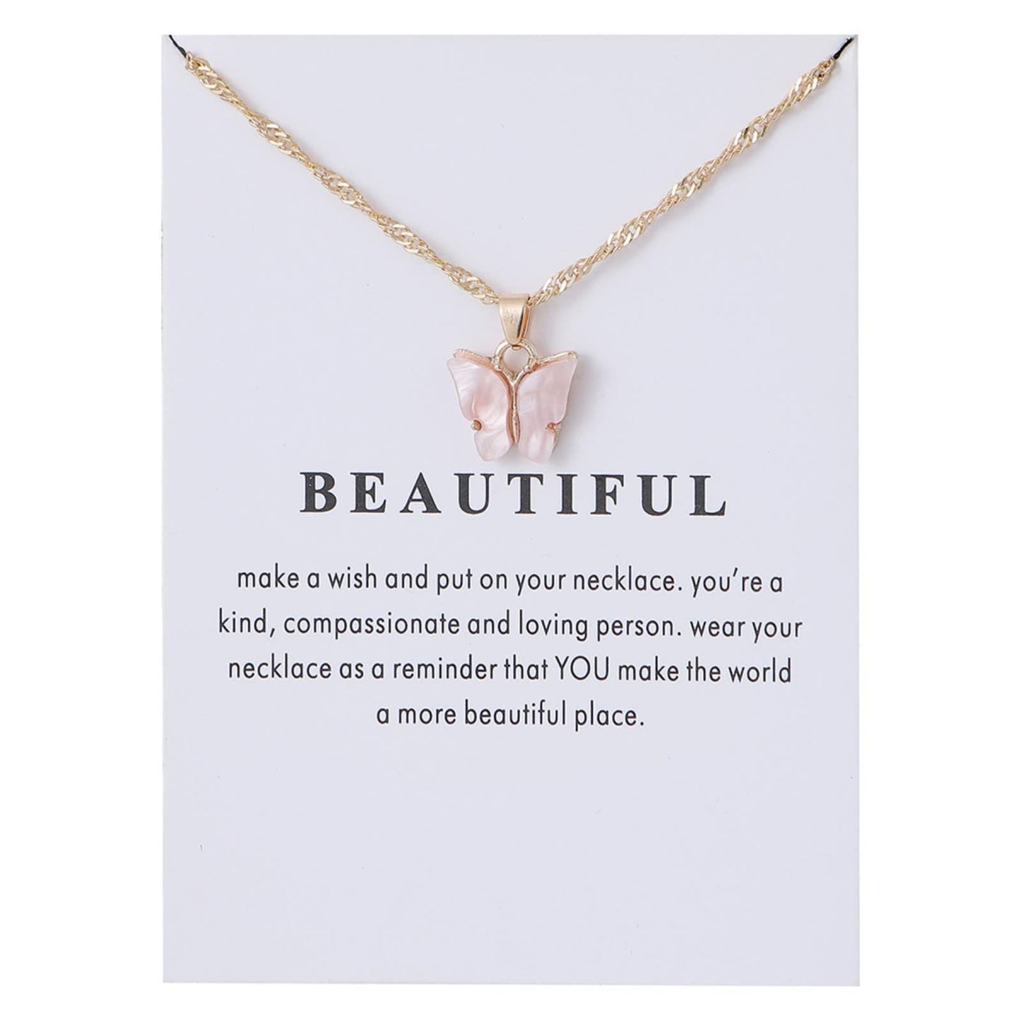 Sweet Minimalist Butterfly Acrylic Pendant Necklace for Women