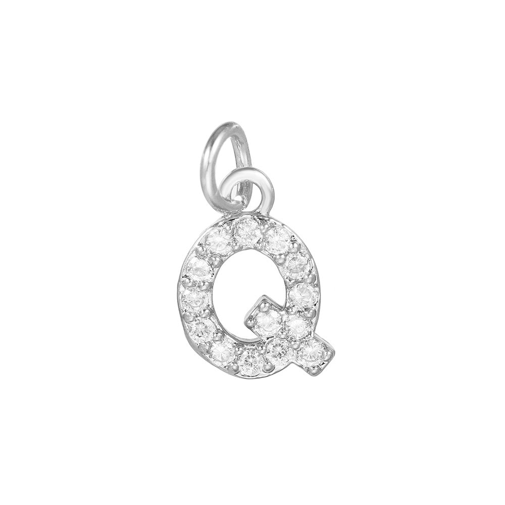 18K Gold Plated Brass Letter Cubic Zirconia Inlay Charm Bar