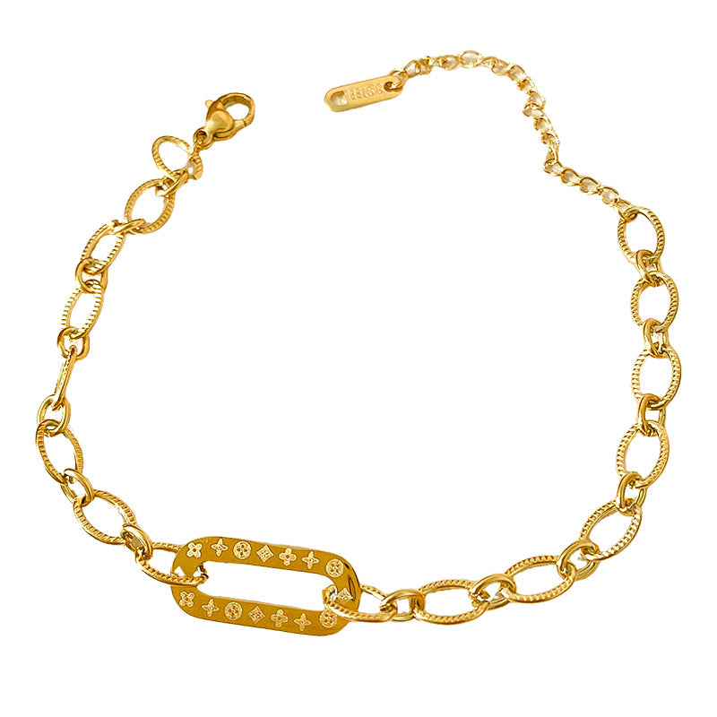 Geometric Hollow Plated Titanium Steel Bracelet Unisex