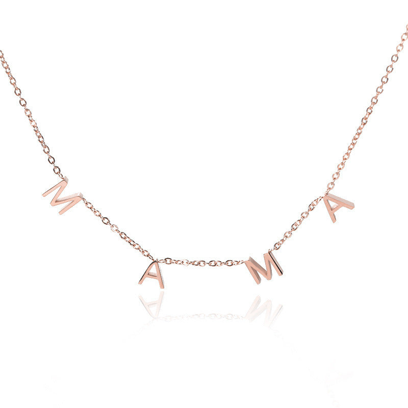 Collar Minimalista de Acero Inoxidable con Forma de Letra, Colgante de Acero de Titanio Pulido Ajustable para Regalo del Día de la Madre