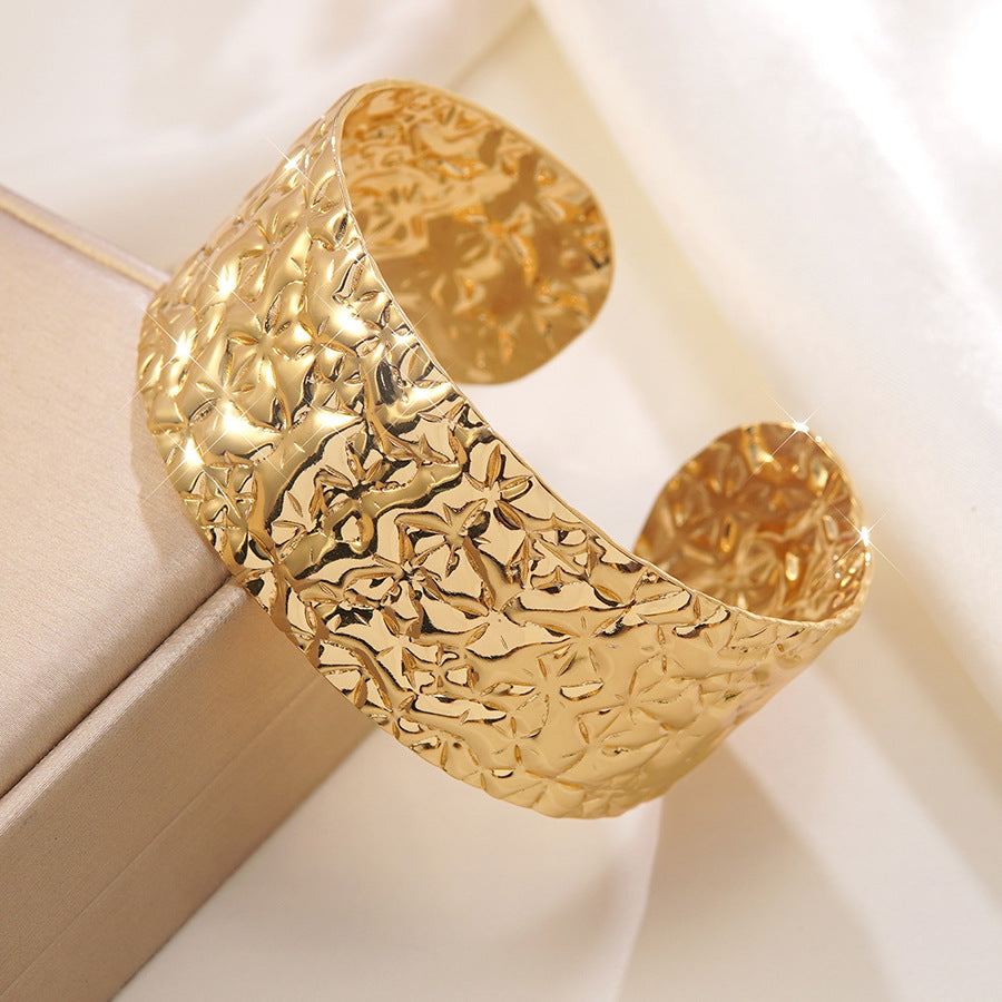 Minimalist Geometric Round Stainless Steel Open Cuff Bracelet