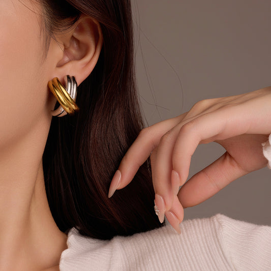 Minimalist Stainless Steel X-Shaped Geometric Earrings with 18K Gold Plating for Women