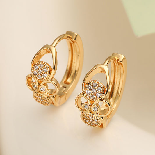 Minimalist Geometric Irregular Copper Earrings with 18K Gold Plating and Micro-Pave Zirconia for Women