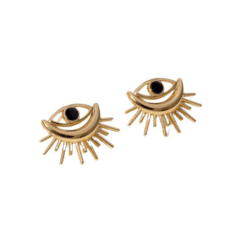 Orecchini a perno minimalisti in acciaio inossidabile con occhio di Allah e placcatura in oro 18 carati da donna