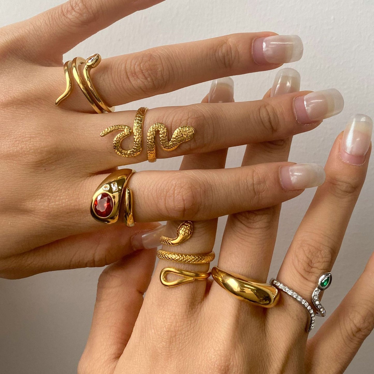 Geometric Snake Stainless Steel Plated Ring for Women