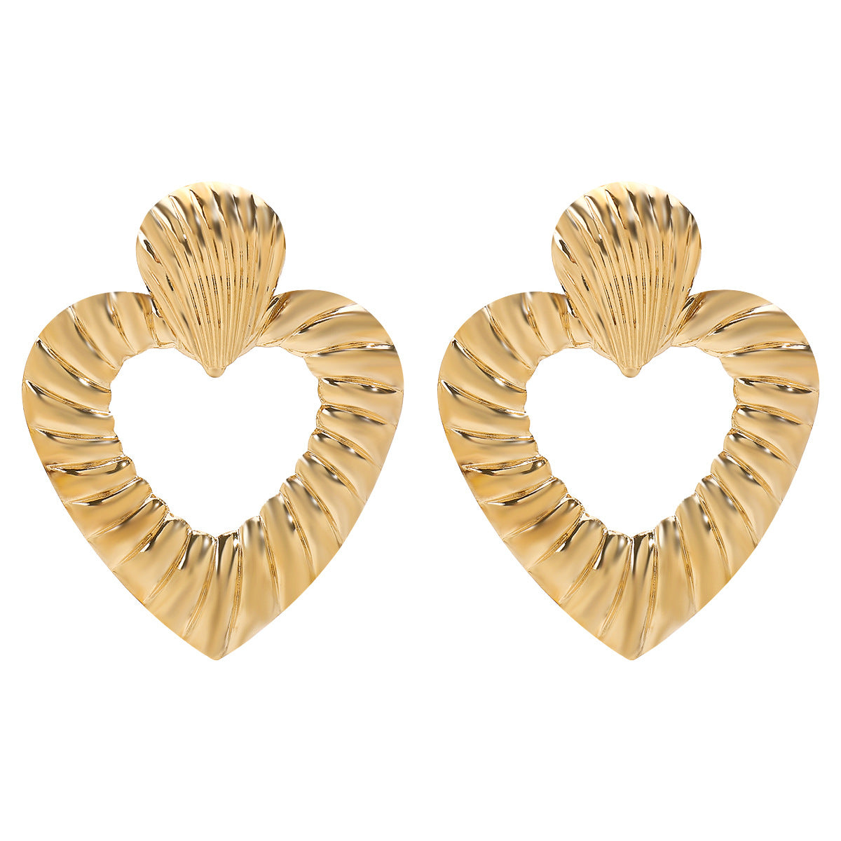 Orecchini a Perno Minimalisti a Forma di Cuore in Ferro con Finitura Elettrodeposita per Donna