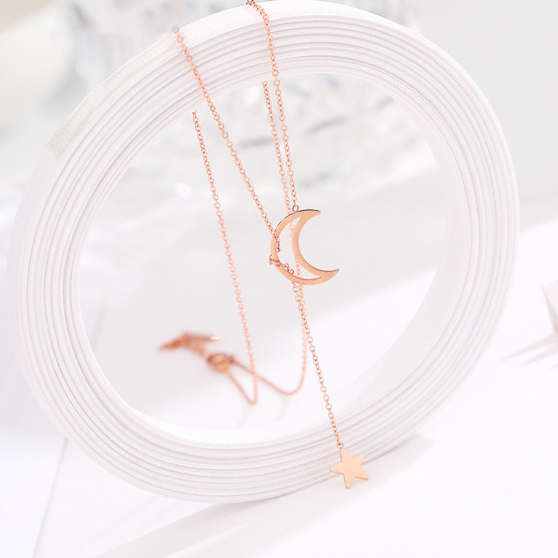 Minimalist Letter-Shaped Titanium Steel Plated Necklace for Women with O-Chain and Locket-Style Pendant