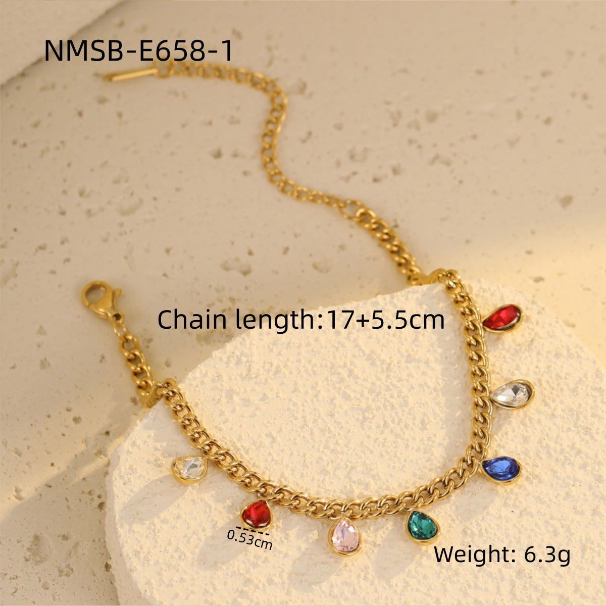 Braccialetto alla moda in acciaio inossidabile con cuore geometrico stile OL, intarsio di strass e dettaglio a nappa
