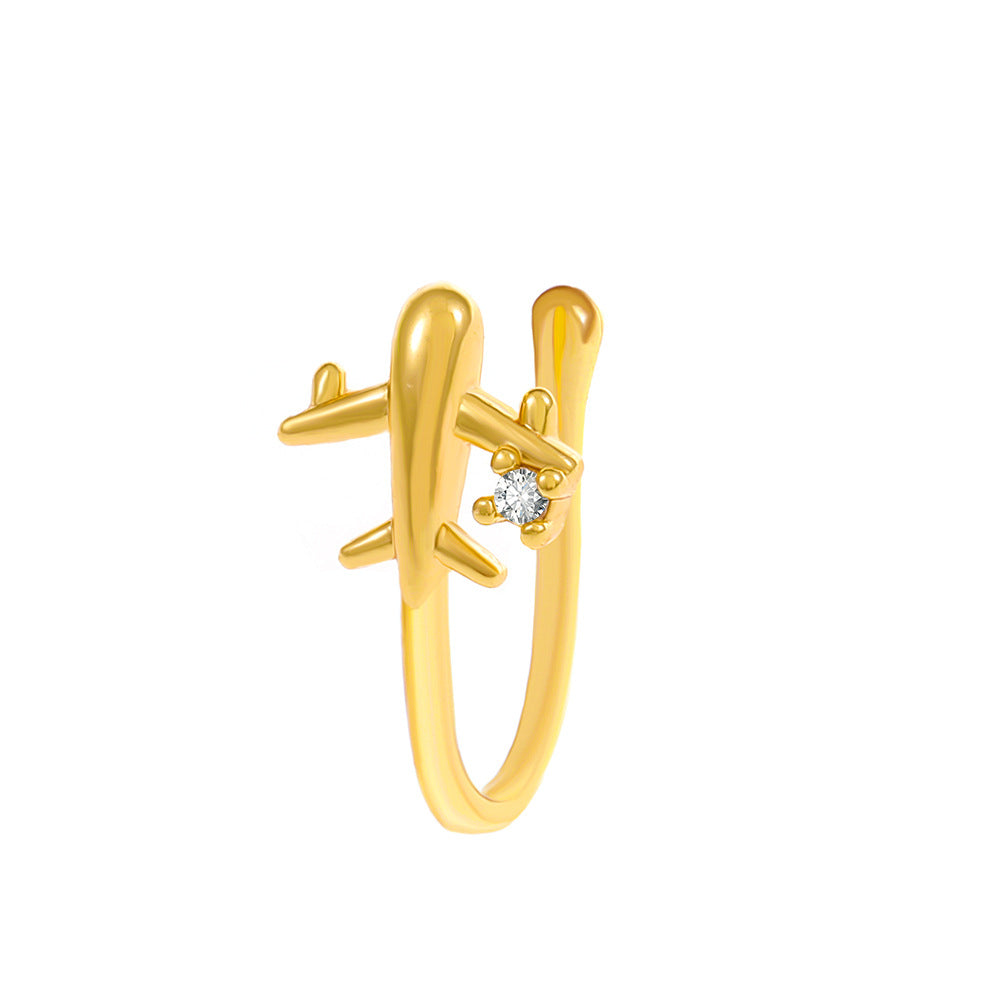 Clip per il naso a forma di U con stella e cuore placcata in rame vintage con zirconia cubica