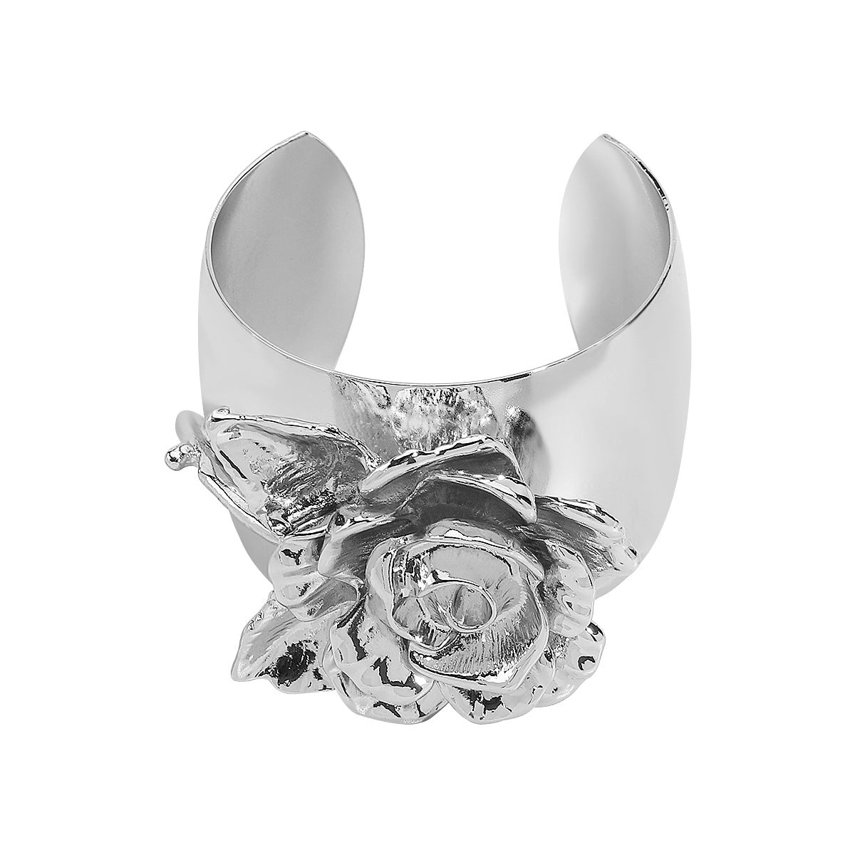 Broche floral de rosa 3D estilo vintage en aleación con acabado galvanizado para mujer
