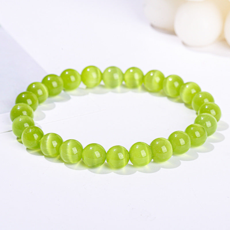 Elegant Round Cat's Eye Stone Beaded Bracelet for Women