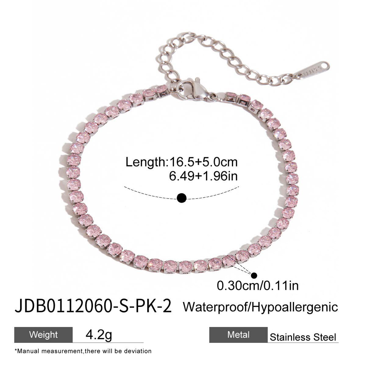 Luxury Elegant Heart Star Titanium Steel Cubic Zirconia Bracelet Plated