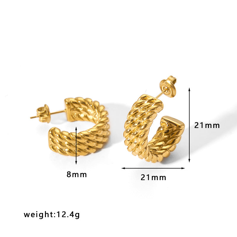 Orecchini a cerchio in acciaio inossidabile con design geometrico minimalista e placcatura, leggeri e lussuosi per donna