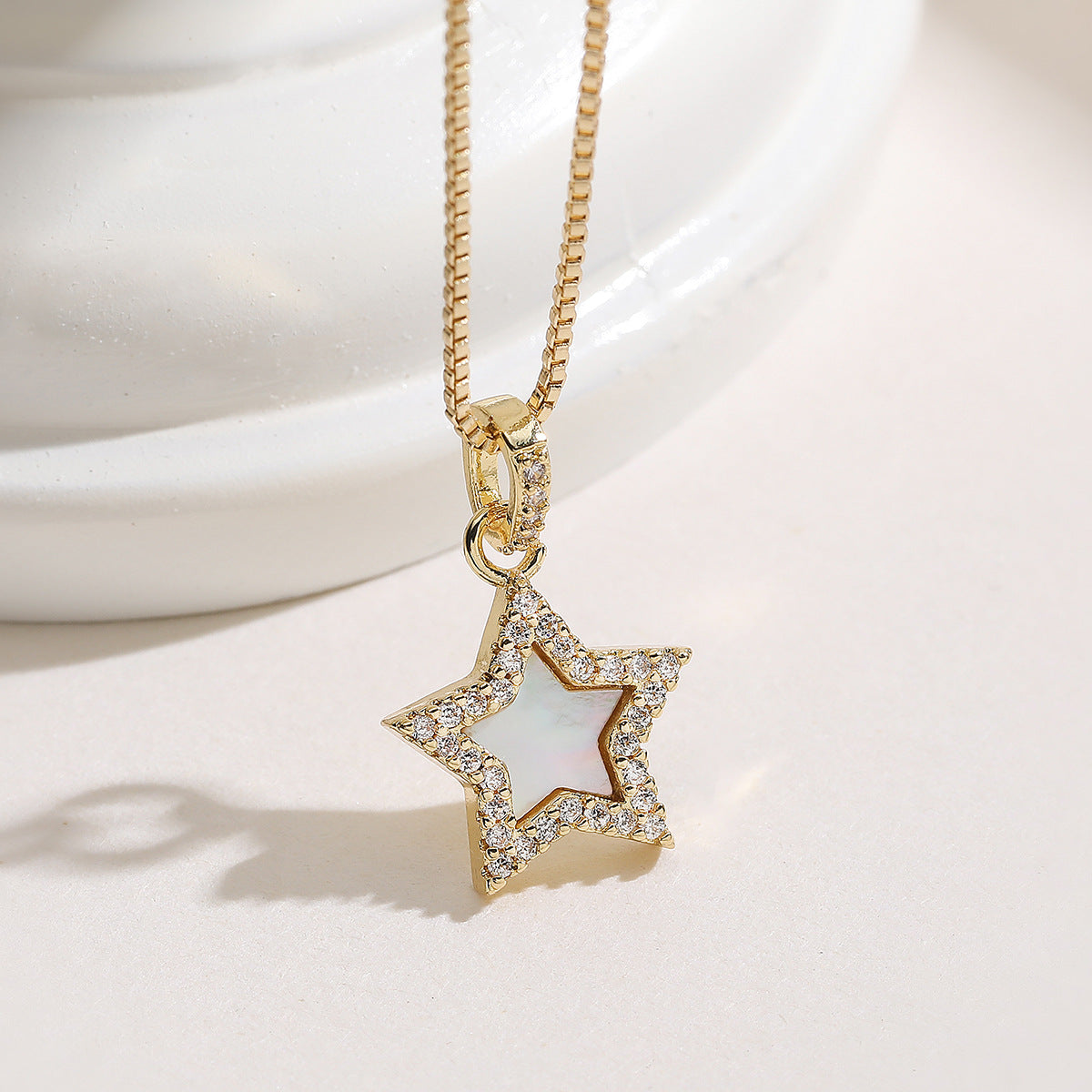 Minimalist 18K Gold Plated Brass Heart Cross Geometric Pendant with Cubic Zirconia Necklace