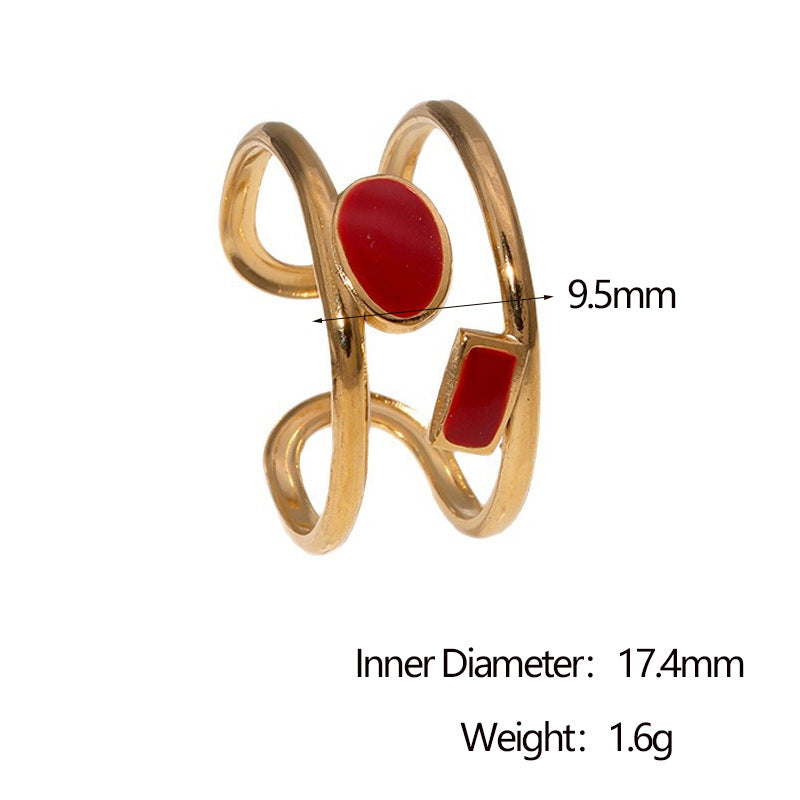 Vintage Minimalist Geometric Open Ring 18K Gold Plated Stainless Steel Jewelry for Women