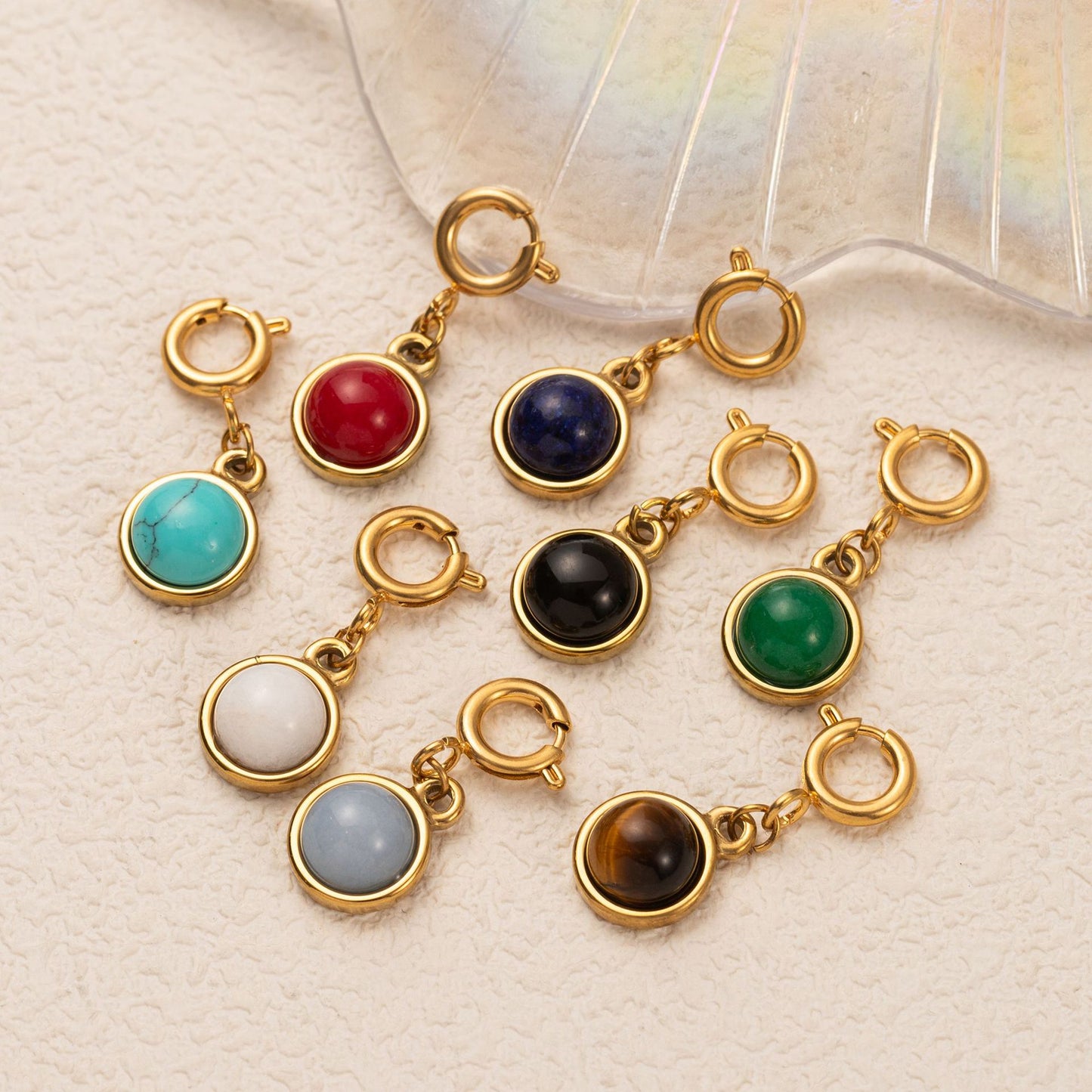 Minimalist Geometric Agate Stainless Steel Pendant 18K Gold PVD Plated Cable Chain Necklace for Unisex DIY Charm Bar