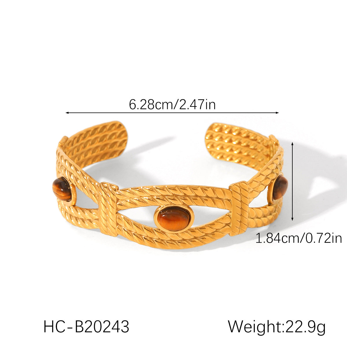 Bracciale rigido minimalista da donna con fiocco e apertura, in acciaio inossidabile placcato oro 18K