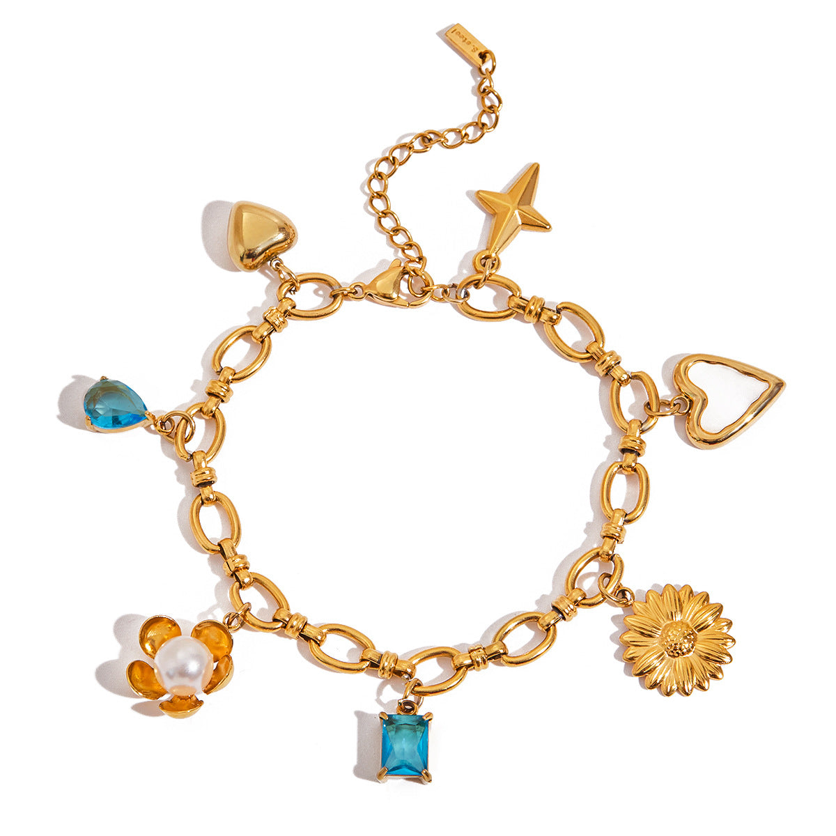 Elegante Pulsera Floral Geométrica de Acero Inoxidable para Mujer con Acabado Chapado Joyería de Lujo