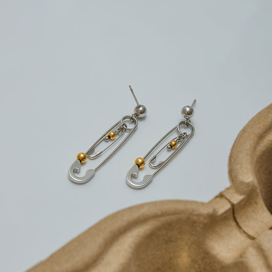 Minimalist Geometric Paperclip Stainless Steel Earrings Titanium Steel Post Gold Plated Jewelry for Women