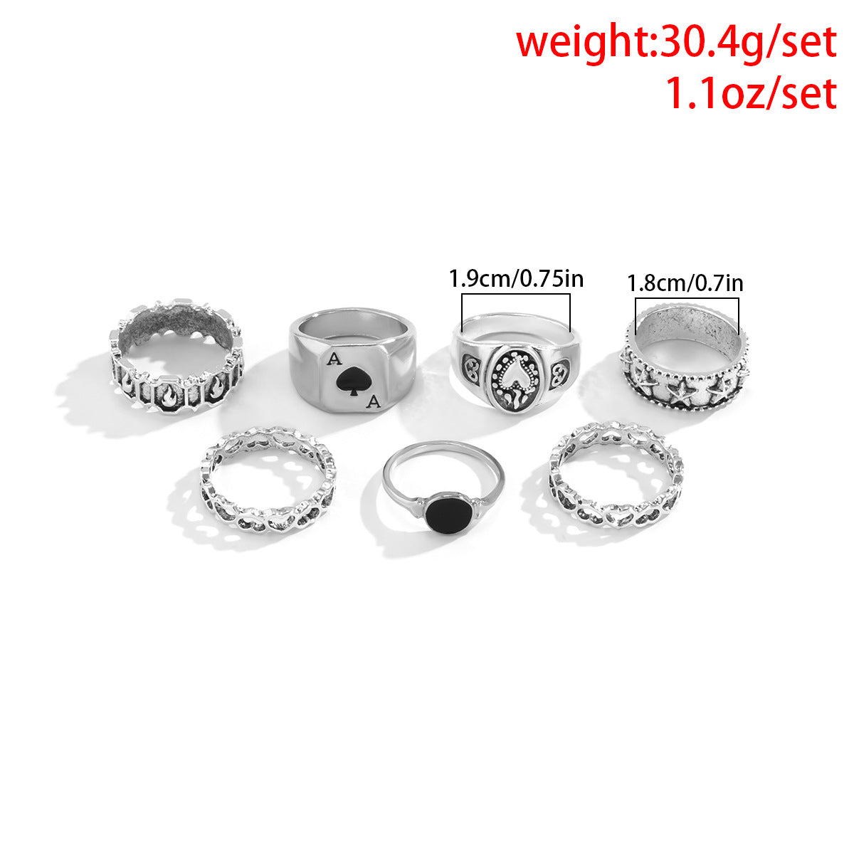 Vintage Gothic Punk Heart Shaped Alloy Plated Ring for Women