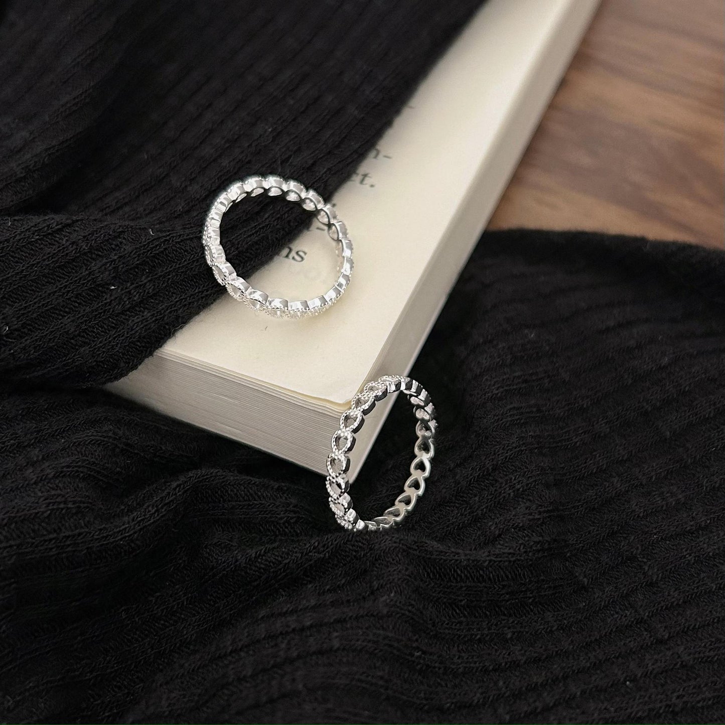 Dulce Anillo Geométrico Corazón Minimalista de Plata de Ley 925 para Mujer