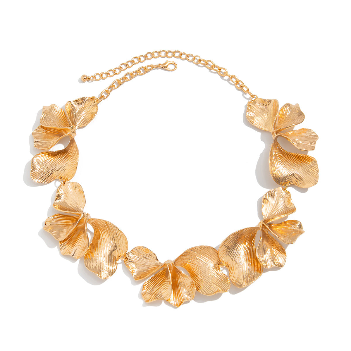 Collana Pendente Floreale Esagerata da Donna con Design a Petali in Lega 3D e Motivo Floreale Pieghettato Testurizzato