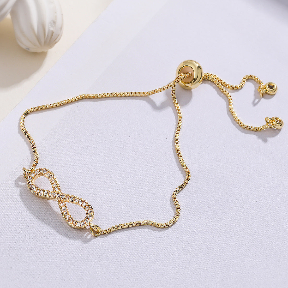Elegant Geometric Brass 18K Gold Plated Cubic Zirconia Inlay Bracelet for Women