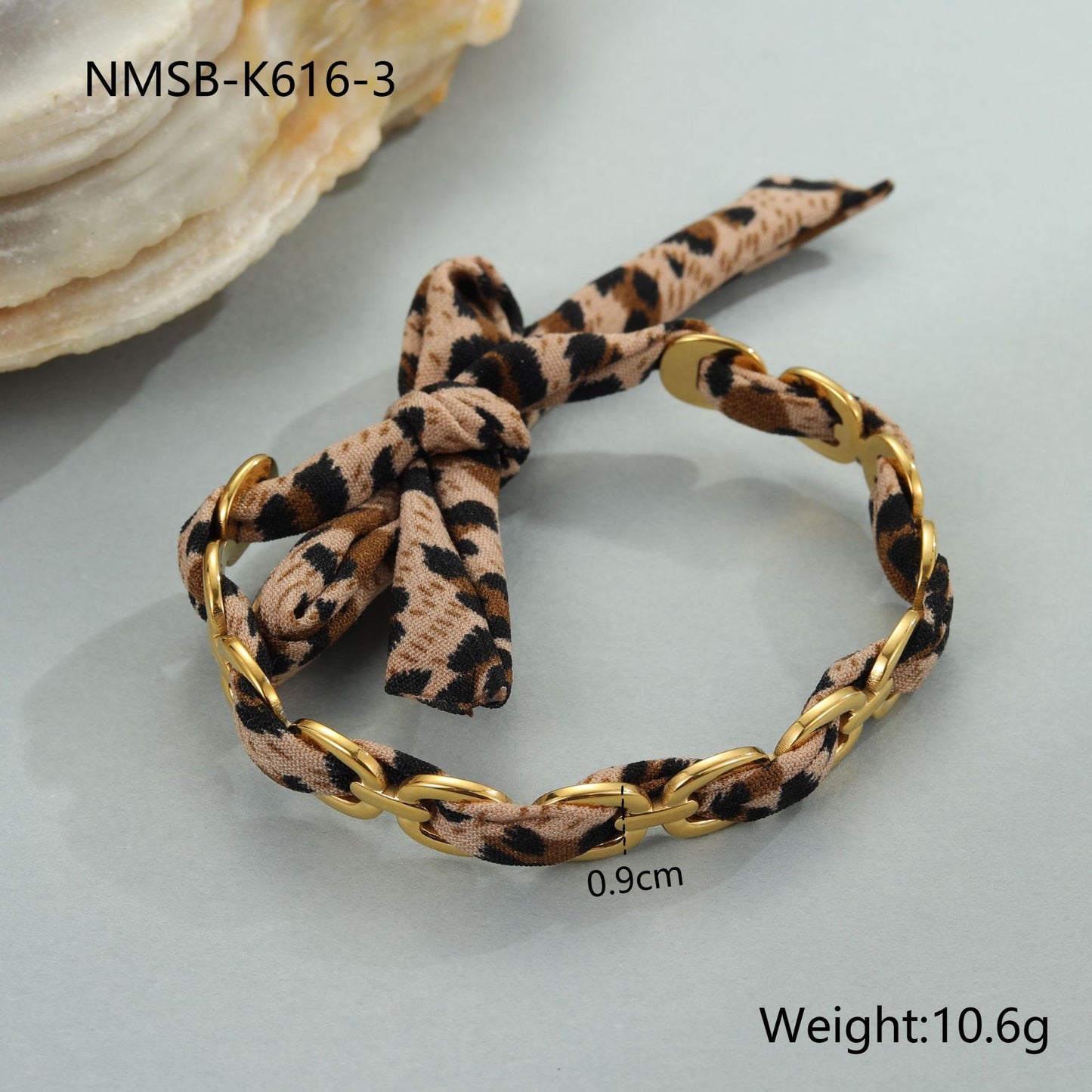 Elegante collar de acero inoxidable con estampado de leopardo geométrico y acabado chapado para mujer