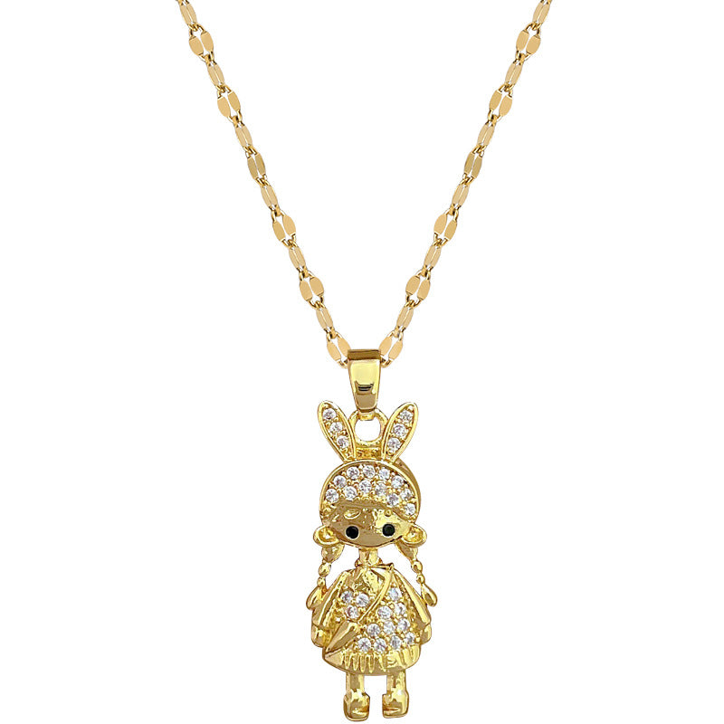 Collana con Pendente Geometrico Minimalista a Luna per Donne e Uomini, Catena in Acciaio Inossidabile con Pendente in Rame, Elegante Catena per Clavicole