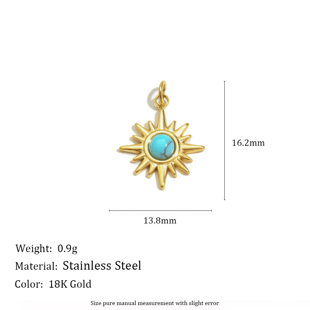 18K Gold Plated Stainless Steel Bow Star Charm Bar for Women