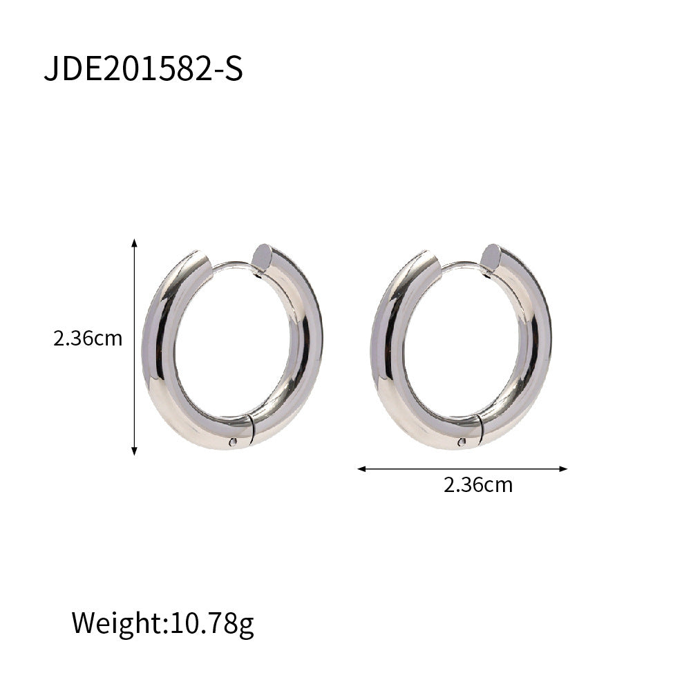 Minimalist Geometric Stainless Steel Hoop Earrings for Women with Plated Finish, Hypoallergenic and Fade-Resistant