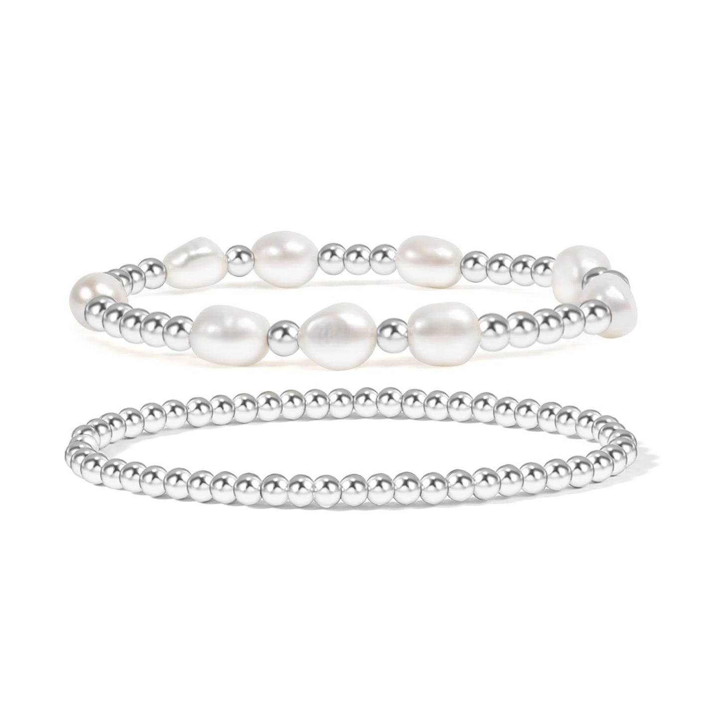 Elegant Gold Plated Hematite Elastic Bracelet with Baroque Imitation Pearls Geometric Multi-Layer Design for Women