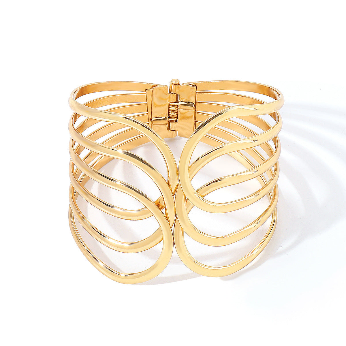 Pulsera geométrica vintage de aleación con acabado chapado, diseño de apertura de resorte para mujer
