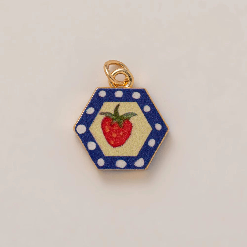 Vintage Minimalist Heart Shape Brass Pendant with Pearl and Rhinestone Inlay 18K Gold Plated Charm Bar