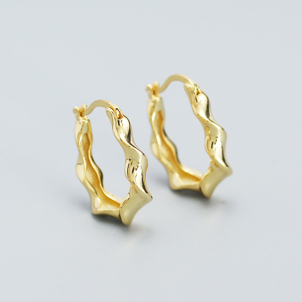 Orecchini a Cerchio Geometrici alla Moda da Donna in Argento Sterling 925 con Finitura Placcata