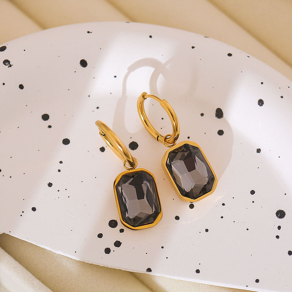 Pendientes de Aro para Mujer Estilo Hip Hop con Diseño Geométrico en Forma de U de Acero Inoxidable Chapado en Oro Minimalista de Lujo